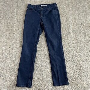Chico's Platinum Denim Jeans Women's 00 (2) Mid Rise Slim Straight Leg Dark Wash
